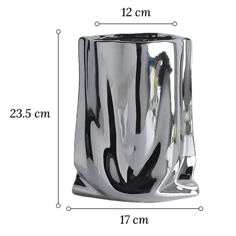Vase Plissé Élégant Or ou Argent