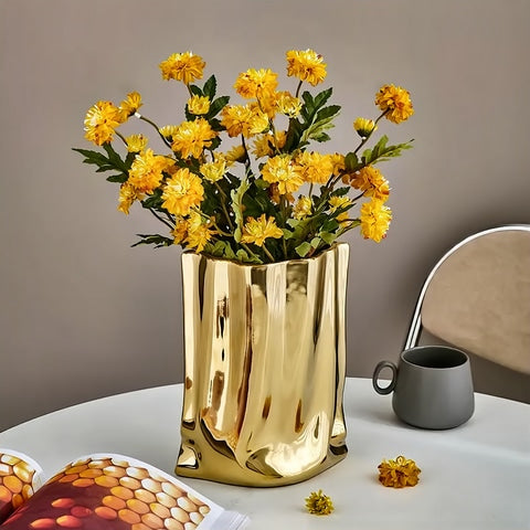 Vase Plissé Élégant Or ou Argent