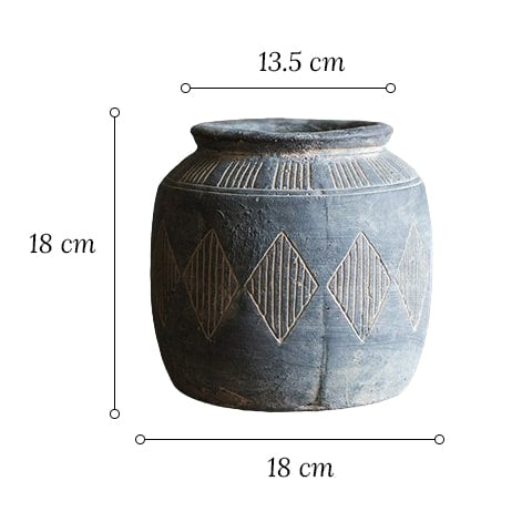 Vase Pot Style Art Ancien Motifs Losanges