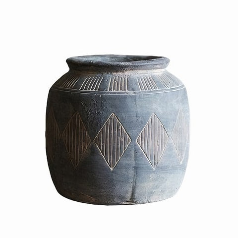 Vase Pot Style Art Ancien Motifs Losanges