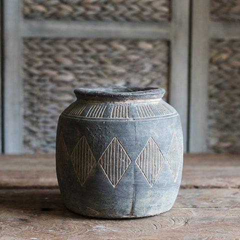 Vase Pot Style Art Ancien Motifs Losanges