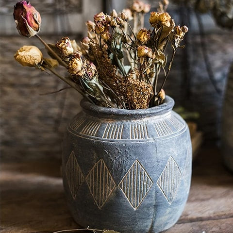 Vase Pot Style Art Ancien Motifs Losanges