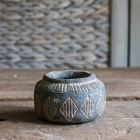 Vase Pot Style Art Ancien Motifs Losanges