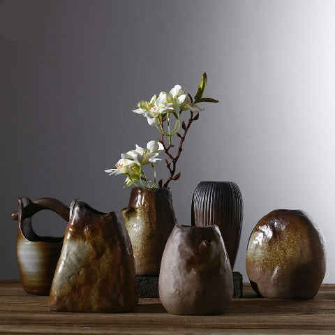 Vase Poterie Cabossée Marron Glacé