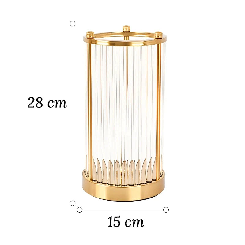 Vase Raffiné Colonne Transparente Cadre Doré