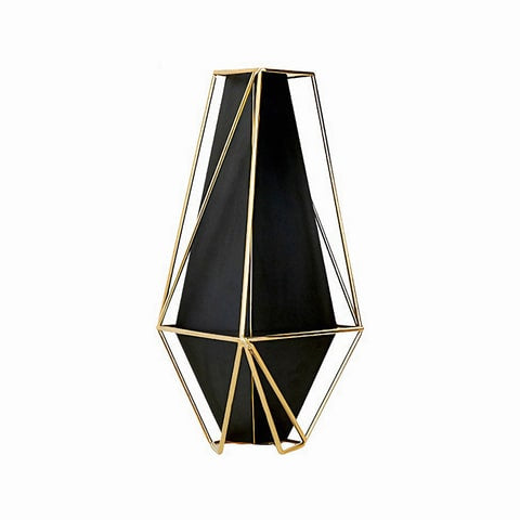 Vase Raffiné Géométrique Noir et Doré