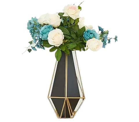Vase Raffiné Géométrique Noir et Doré