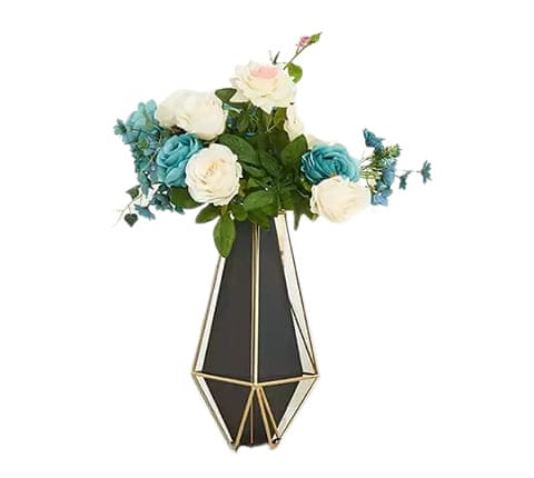 Vase Raffiné Géométrique Noir et Doré