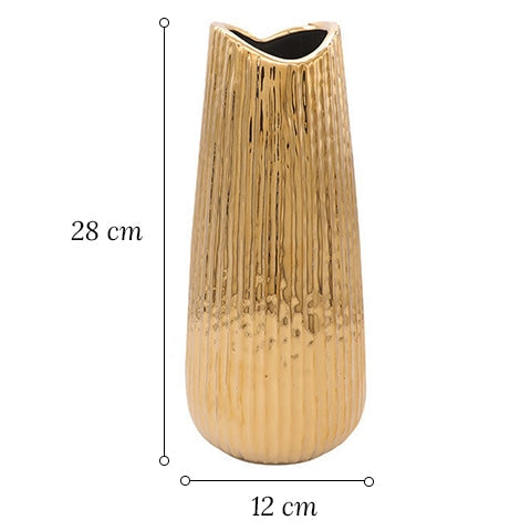 Vase Raffiné Rayé Doré