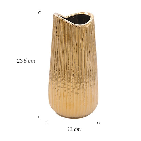 Vase Raffiné Rayé Doré