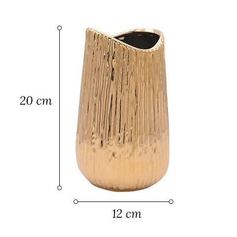 Vase Raffiné Rayé Doré