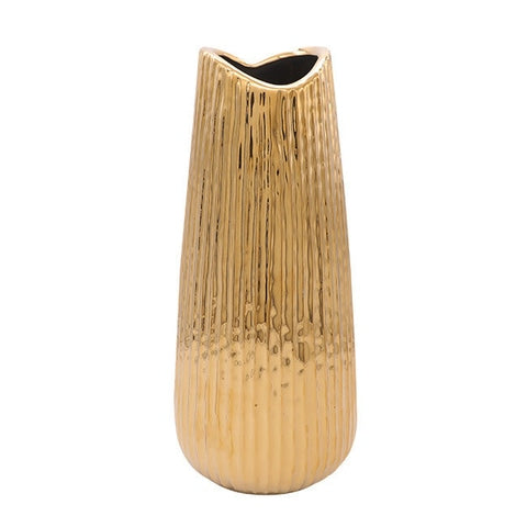 Vase Raffiné Rayé Doré