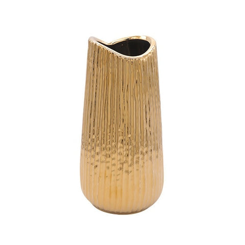 Vase Raffiné Rayé Doré