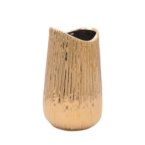 Vase Raffiné Rayé Doré