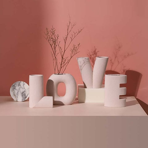 Vase Rayé Art Créatif Lettres Love