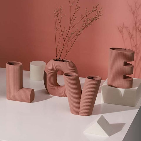 Vase Rayé Art Créatif Lettres Love