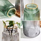 Vase Rayé de Couleur avec Bordure Liseré Doré