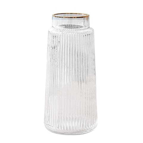 Vase Rayé de Couleur avec Bordure Liseré Doré