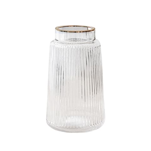 Vase Rayé de Couleur avec Bordure Liseré Doré