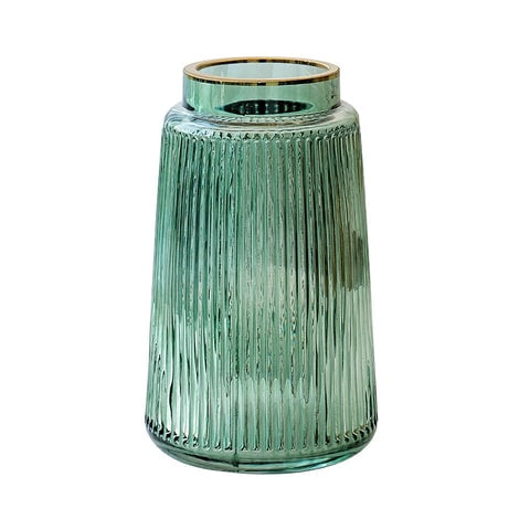 Vase Rayé de Couleur avec Bordure Liseré Doré