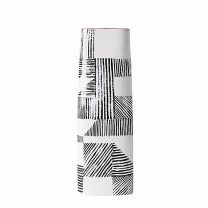 Vase Rectangulaire Lignes Noires sur Fond Blanc