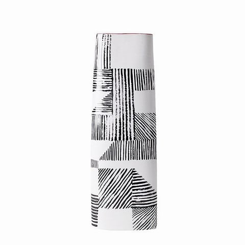 Vase Rectangulaire Lignes Noires sur Fond Blanc