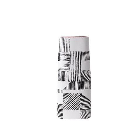 Vase Rectangulaire Lignes Noires sur Fond Blanc