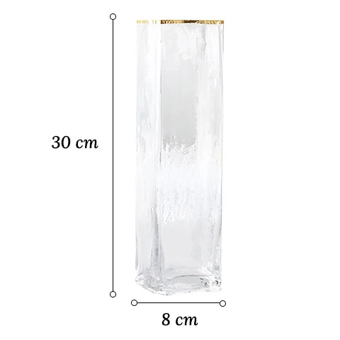 Vase Rectangulaire Opalisé Bordure Dorée