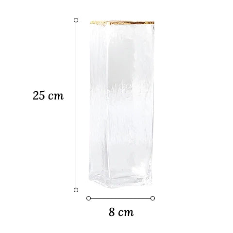 Vase Rectangulaire Opalisé Bordure Dorée