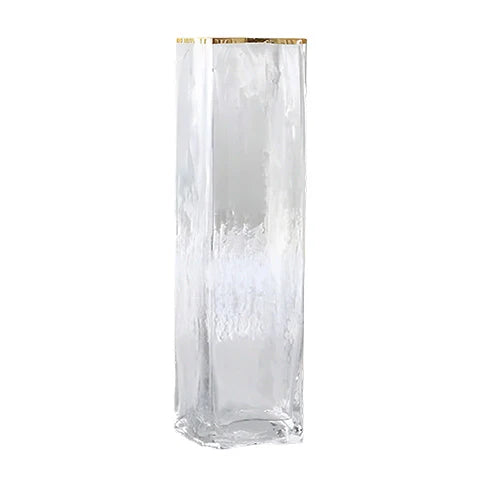 Vase Rectangulaire Opalisé Bordure Dorée