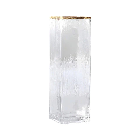 Vase Rectangulaire Opalisé Bordure Dorée