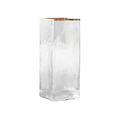 Vase Rectangulaire Opalisé Bordure Dorée