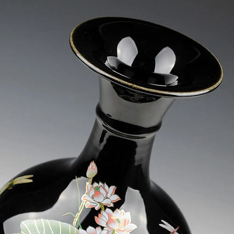 Vase Rétro Motif Fleurs de Lotus
