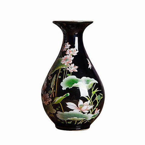 Vase Rétro Motif Fleurs de Lotus