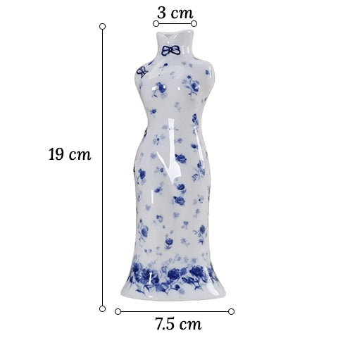 Vase Robe Kimono Chinois Bleu et Blanc