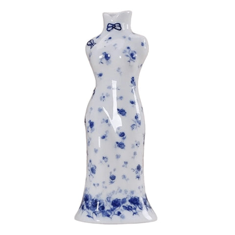 Vase Robe Kimono Chinois Bleu et Blanc