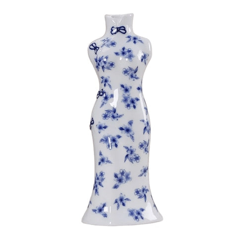 Vase Robe Kimono Chinois Bleu et Blanc