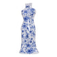 Vase Robe Kimono Chinois Bleu et Blanc
