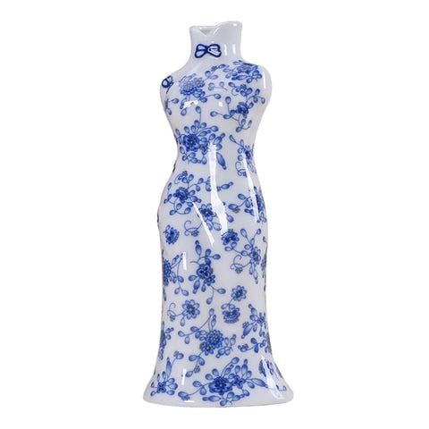 Vase Robe Kimono Chinois Bleu et Blanc