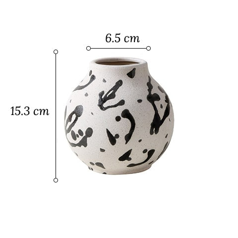 Vase Rond Blanc Motifs Décoratifs