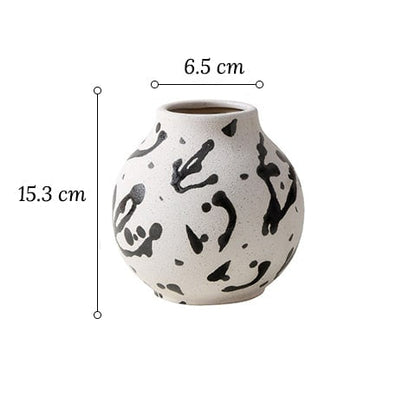 Vase Rond Blanc Motifs Décoratifs