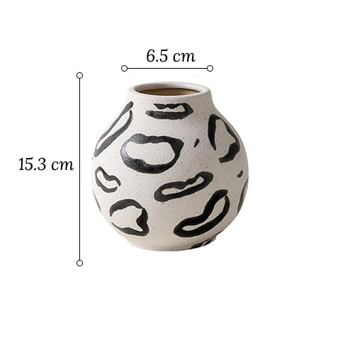 Vase Rond Blanc Motifs Décoratifs