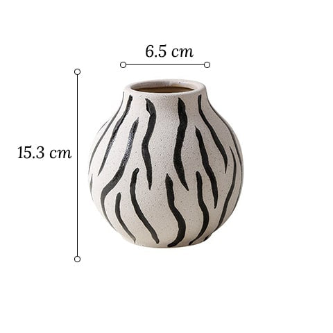 Vase Rond Blanc Motifs Décoratifs