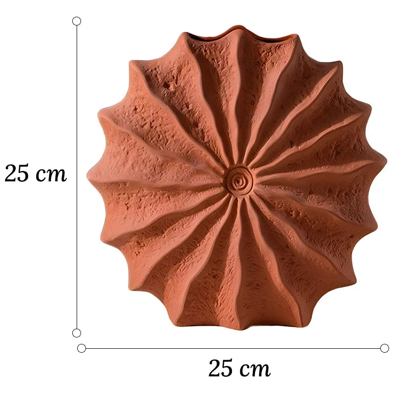 Vase Rond Rouge Forme Coquille Hérisson de Mer