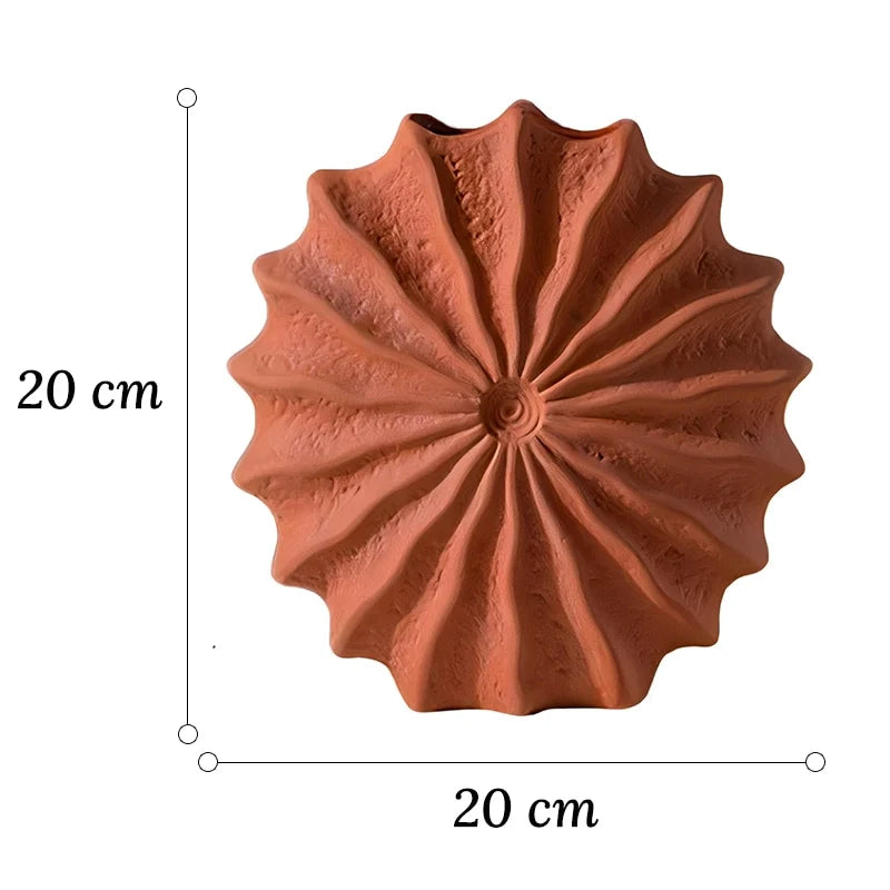 Vase Rond Rouge Forme Coquille Hérisson de Mer