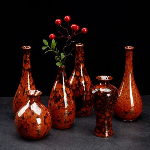 Vase Rouge et Noir Effet Porcelaine