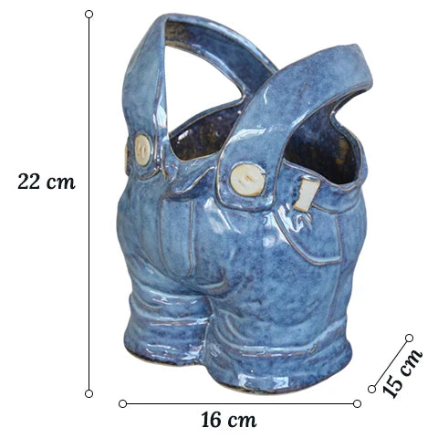 Vase Salopette Bleue Créatif