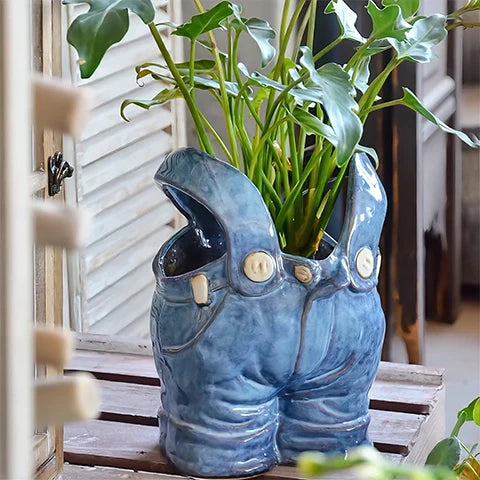 Vase Salopette Bleue Créatif