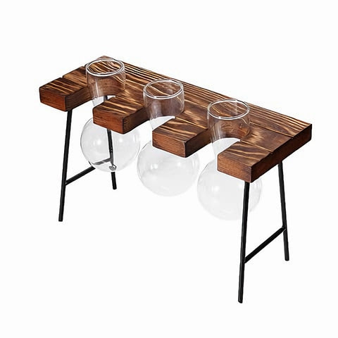 Vase Soliflore Bulle avec Plateau en Bois