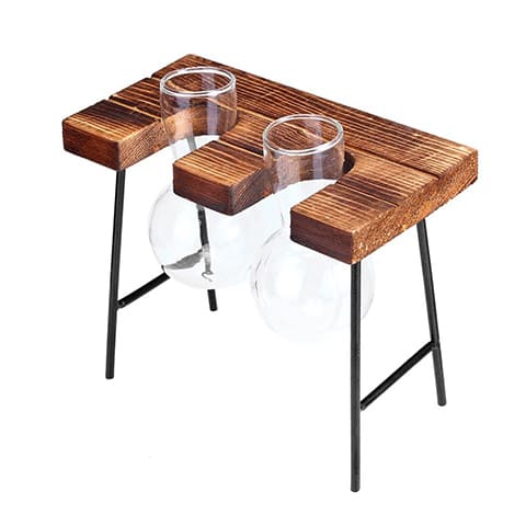 Vase Soliflore Bulle avec Plateau en Bois